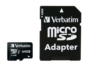 FS366-X64 - Verbatim Premium microSDXC Class 10 UHS-I Card 64GB with Adapter