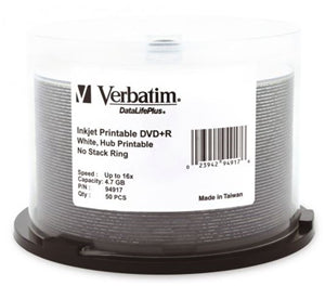 Verbatim MV363 MV363 - Verbatim DVD+R 4.7GB 16x White Wide Printable 50 Pack on Spindle