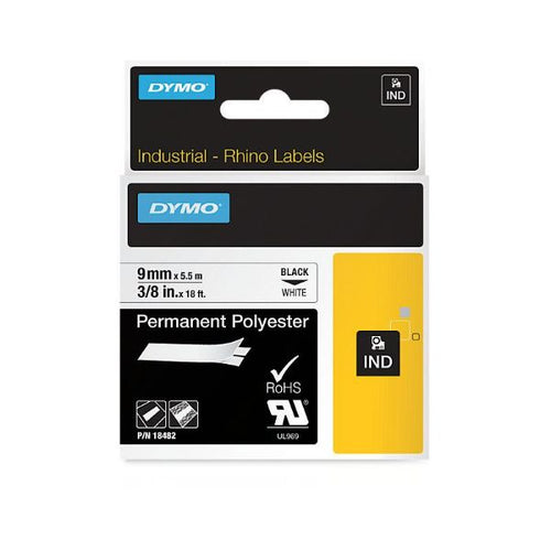 Genuine Rhino Industrial Labels -Permanent 9mm Black on White.labeling panels