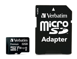 FS366-X32A - Verbatim Premium microSDHC Class 10 UHS-I Card 32GB with Adapter