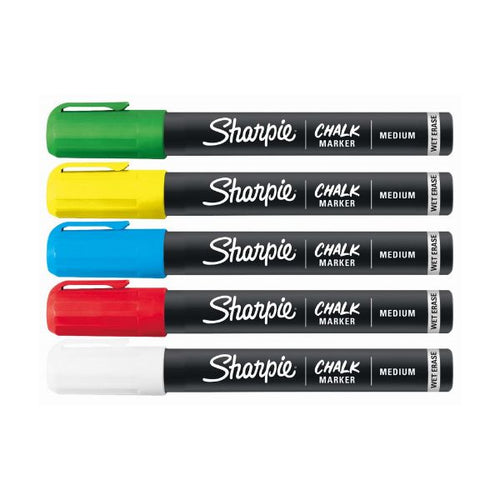 Assorted Chalk Wet Erase Marker Pack of 5