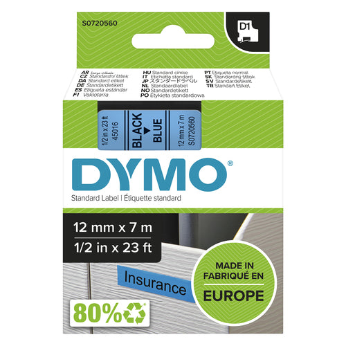 S0720560 - Dymo Blk on Blue 12mmx7m Tape