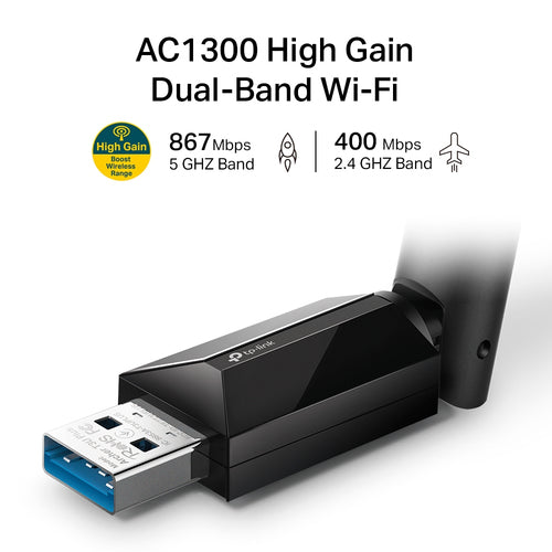 Archer T3U Plus - TP-Link Archer T3U Plus AC1300 High-Gain Dualband-USB-Adapter