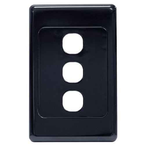 AMDEX FP-3PV2-BK - Schalterabdeckung NUR. 3-fach Unterputzblende passend für Clipsal-Mechanismen Schwarz