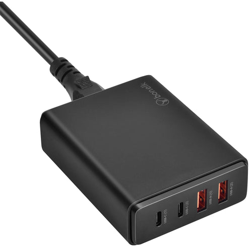 Bonelk 65W PD GaN Desktop Charger, 2 x USB-C, 2 x USB-A (Black)