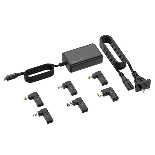 Bonelk Long-Life 65W PD GaN Multi-Device Laptop Charger in-built USB-C Cable 1.5m (Black)