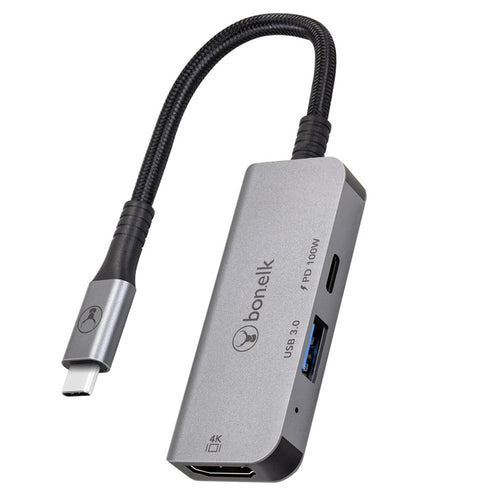 Bonelk Long-Life Series 3-in-1 Multiport Hub with 1x HDMI 4K (Space Grey)