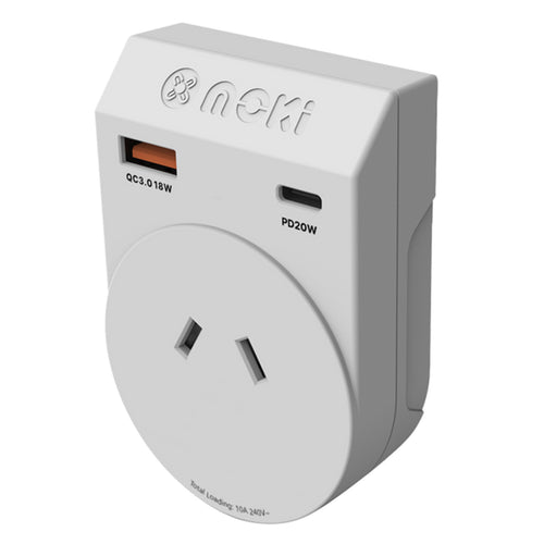 Moki Zubehör ACC-MTAOJAP – Moki Reiseadapter Plus Outbound – AUS/NZ nach Japan + PD20W USB-C & QC 3.0 USB-A