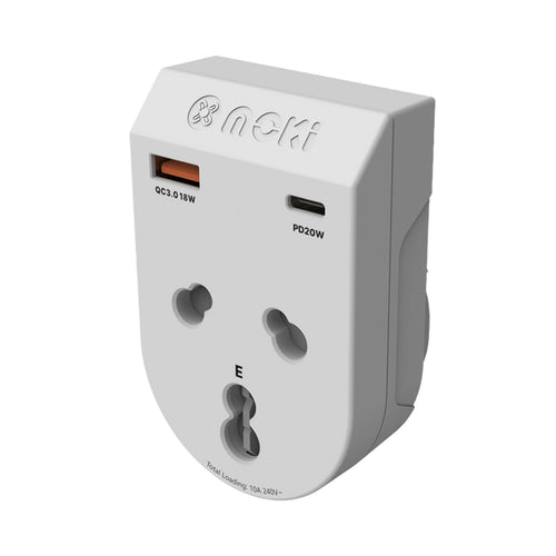 Moki Zubehör ACC-MTAISAP – Moki Reiseadapter Plus Inbound – Indien nach AU/NZ + PD20W USB-C & QC 3.0 USB-A