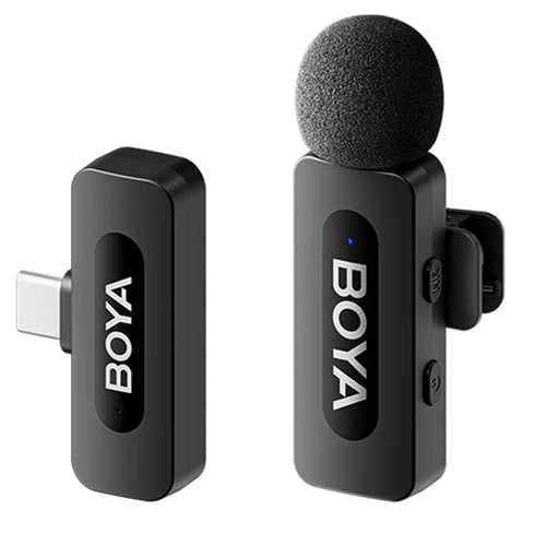 Boya BY-V10 (2.0) 1 x TX + 1 x RX Next-Gen Dual-Channel Wireless Microphone (USB-C Plug) The BY-V series is an upgraded dual-channel wireless microphone. Lightweight and portable and featuring smart noise concellation technology, it deliver