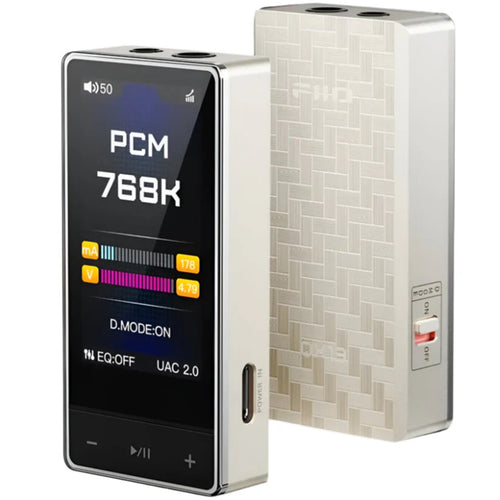 FiiO QX13 Premium Hi-Res Portable DAC & Headphone Amplifier - Titanium Gold 900mW+900mW desktop-Level Power - ESS ES9027SPRO DAC - 10-Band parametric EQ - Carbon Fibre Body - 1.99" display - Includes Magnetic Protective Case