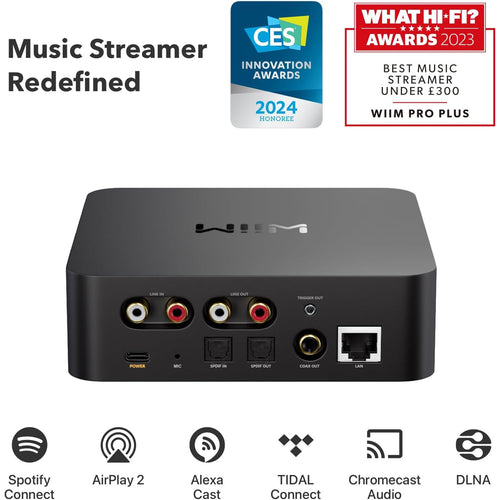 WiiM Pro Plus Wireless WiFi + Bluetooth Audio Streamer with Voice Remote & AKM DAC