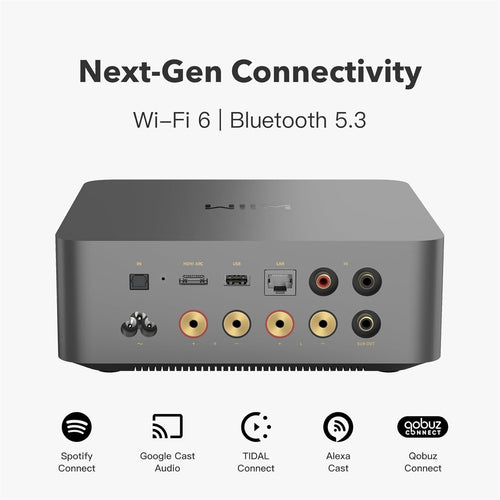 WiiM Amp Ultra 200W 2.1 Channel Multiroom Streaming Amplifier with premium ESS SABRE DAC - Space Grey