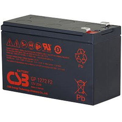 CSB BAT12V7A 12v 7.2Ah 25W General Purpose Security Battery for Alarm Systems Up to 5 years in Standby Service or more than 260 Cycles at 100% Discharge in Cycle Service, F1 Terminal - Not Suitable for UPS