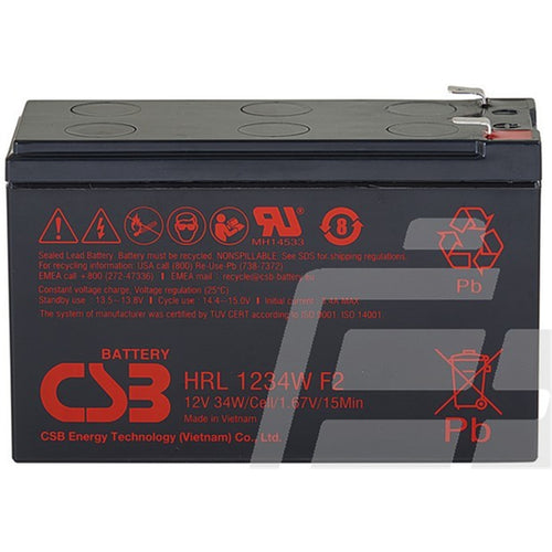 CSB HRL1234WFR - 12V 34W 9.0 AH Long Life Replacement UPS Battery. Up to 8 years in Standby