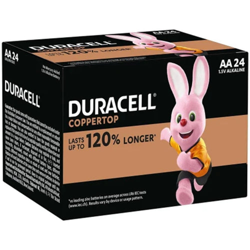 Duracell Coppertop Alkaline AA Battery Bulk Pack of 24 Double A Batteries with Power Boost Ingredients, with Long-lasting Power 2545237