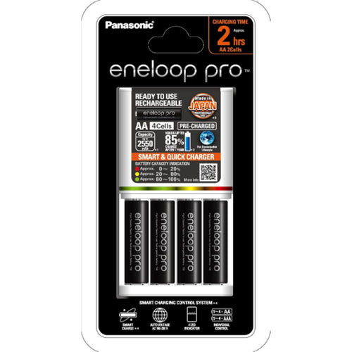 Panasonic K-KJ55HCC4TA 3-Stunden-Schnellladegerät + 4 AA eneloop PRO Batterien