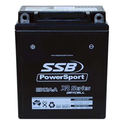 SUPER START MOTORCYCLE AND POWERSPORTS BATTERY (YB12A-A) AGM 12V 12AH 250CCA BY SSB HIGH PERFORMANCE