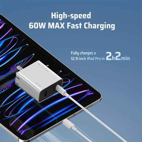 CUKTECH 60W 3A 1.5m USB-C to USB-C Fast Charge Cable - White -