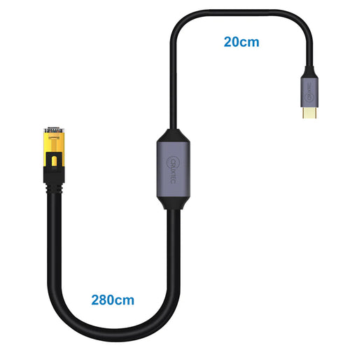 Cruxtec 3m USB-C to RJ45 Gigabit Ethernet Cable - Male to Male
