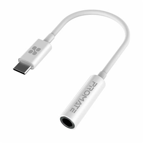 Promate AUXLINK-C.WHT Digital to Analog Converter USB-C to 3.5mm Adapter - 12cm - White