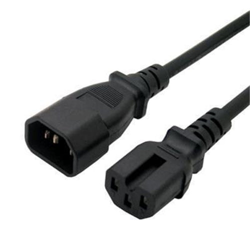 RackPower CM1CH200 - 10A C14 IEC plug to 10A C15 IEC 120 degree high temperature socket on 2m 1mm2 Black rubber lead