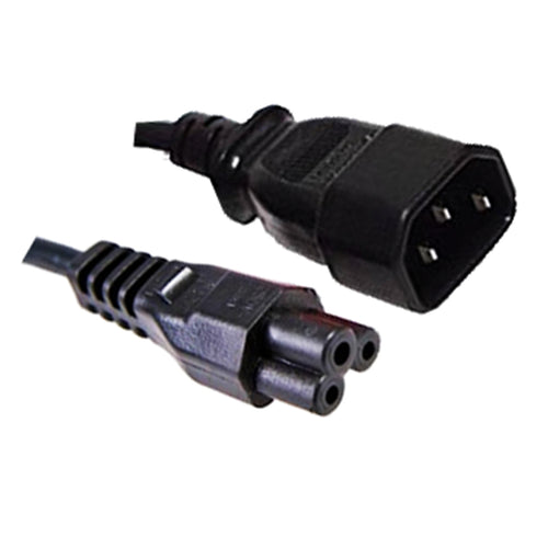 RackPower CM0CL050 - 10A C14 IEC plug to C5 IEC clover socket on 0.5m 0.75mm2 Black lead