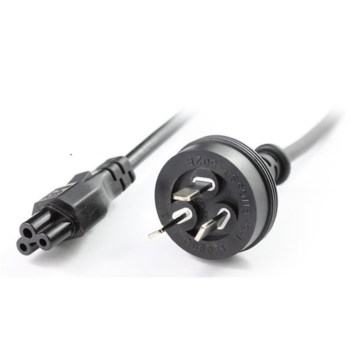RackPower CM0NL200 - 10A 3 pin plug to C5 IEC clover socket on 2m 0.75mm2 Black lead