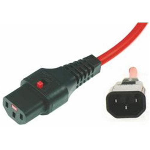 RackPower CM1CK300R - 10A C14 IEC plug to IEC 10A C13 IEC-Lock socket on 3m 1mm2 Red lead