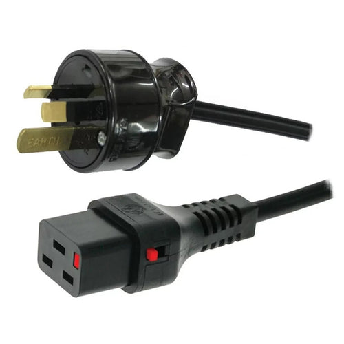 IEC-Lock 15A AU 3-poliges auf 16A C19 Stromkabel – 2m – Schwarz