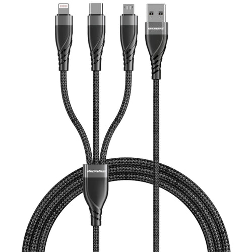 RockRose Hercules Trident 3-in-1 Charging Cable - 1m - - USB-A to Micro USB & USB-C & Lightning