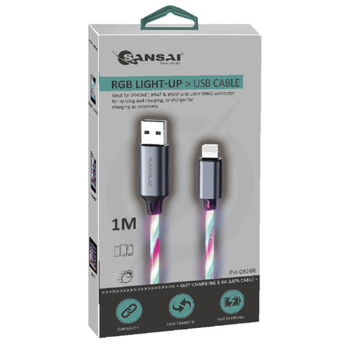 Sansai IPH-0926R RGB Light-up Lightning Cable 1m