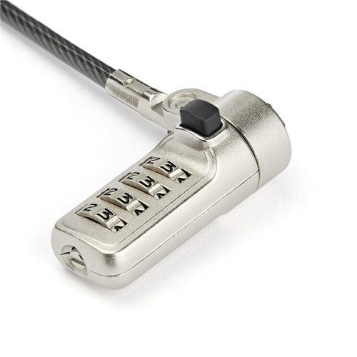 StarTech.com LTLOCKNBL 2m Laptop Kabelschloss – 4-stelliges Zahlenschloss für Laptop/Desktop Computer – Diebstahlsicheres vinylbeschichtetes Stahl-Kombinationskabelschloss – Tragbar