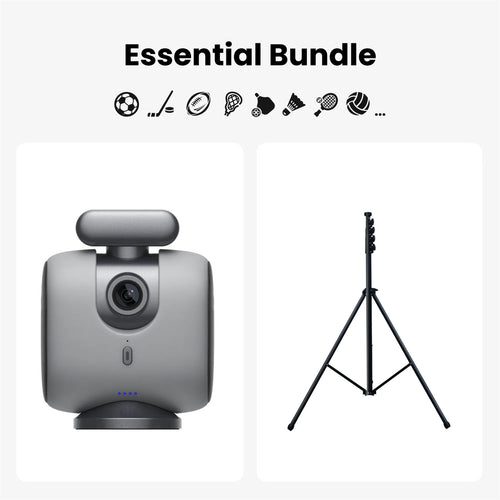 XbotGo Chameleon Essential Bundle AI Auto Sports Action Camera With NT4 Tripod - (Lava Graphite) 4K 60FPS Soccer Camera and Basketball Tracking Camera for Team Sports, Live Streaming, No Subscription, Works with iOS & Android.