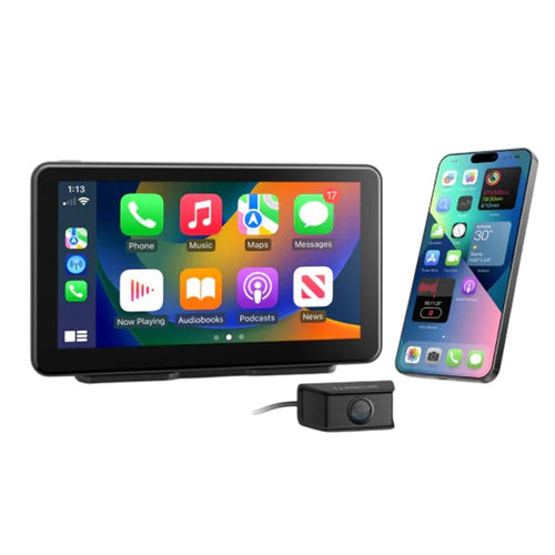 Kapture KPT-W72 Wireless 7" Apple Carplay Android Auto Navigation with Front & Rear Dash Camera