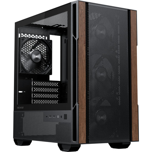 OKINOS Cypress 3 Tempered Glass mATX Mini Tower Gaming Case - Wood Edition
