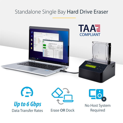 StarTech.com SDOCK1EU3P2 Hard Drive Eraser & Dock for 2.5" / 3.5" SATA SSD/HDD