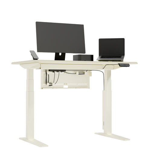 FlexiSpot E7 Flow Fuji White Premium Electric Standing Desk Dual Motors, 3-Stage, MDF 1400x800x22mm Height Range 635-1285mm, Weight Capacity 180kgs, Memory Control Panel, Anti-collision sensor, Speed 50mm/s