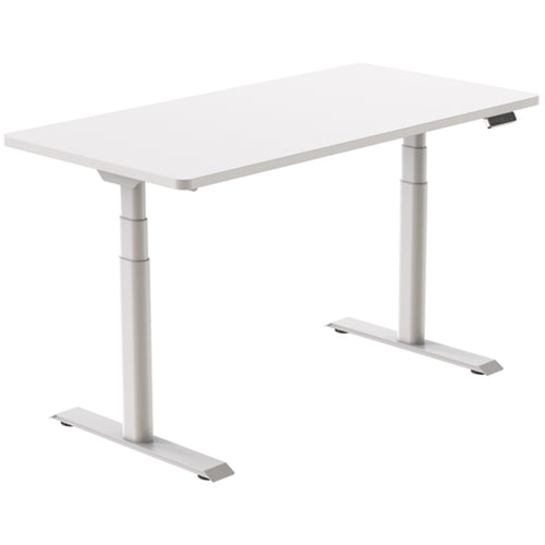 FlexiSpot E8 Premium Height Adjustable WFO & WFH Standing Desk - 1600x800mm - White Chipboard Desktop - White Oval Column Frame - Dual Motors 3-Stages - Height Range 600-1250mm - Weight Capacity 125kg, Speed 38mm/s, 3 programmable presets