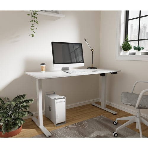 Loctek Ergonomic Basic Standing Desk - Single Motor - 1400x600x16mm Spliced Tabletop - White - Weight Capacity 70KG - Memory Control Panel - 2 Stage Height Adjustable 735-1180mm - Speed 15mm/s - Sound <50dB
