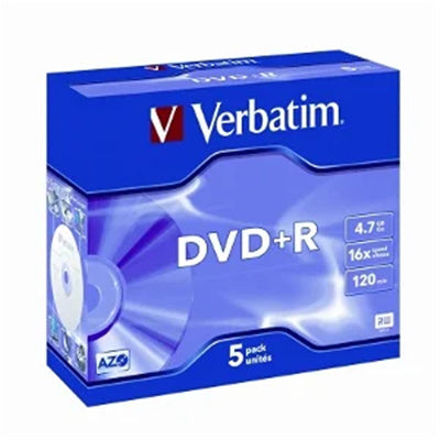 Verbatim DVD+R 4.7GB 16x 5 Pack with Jewel Cases