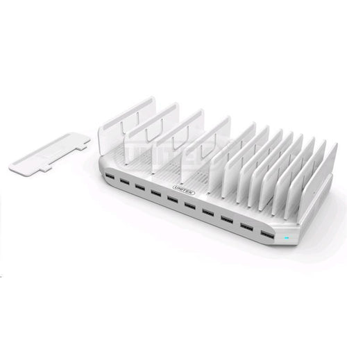 Unitek Y-2172 - 10-Port 96W Smart Charging Station 10x 2.4A USB-A Ports. Power: 96W. Over-charge Over