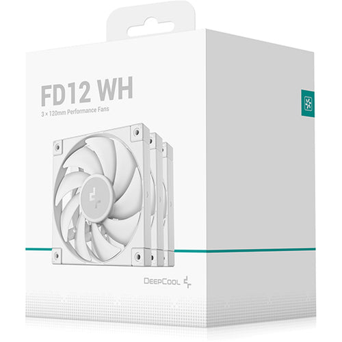DEEPCOOL FD12 White 3 Pack 120mm PWM Case Cooling Fan, Triple Pack