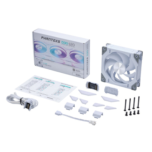 Phanteks D30 120mm PWM DRGB Fan, Single Pack, White