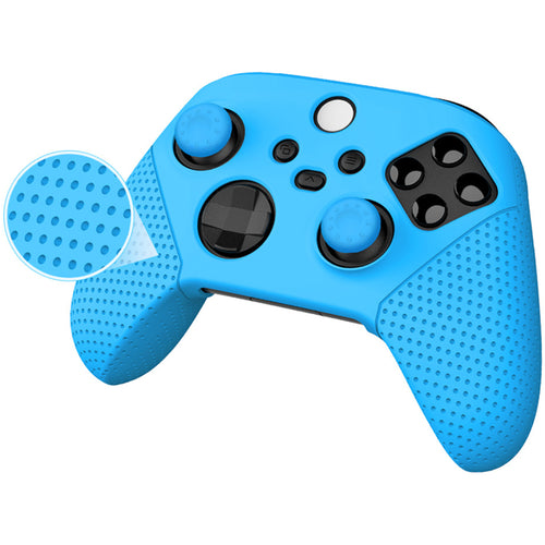 DOBE Anti-Slip Silicone Case Cover ThumbStick Grip Caps Protector Skins For Xbox Series X/S -Blue (Includes controller Skin*1; Mushroom Cap*2)
