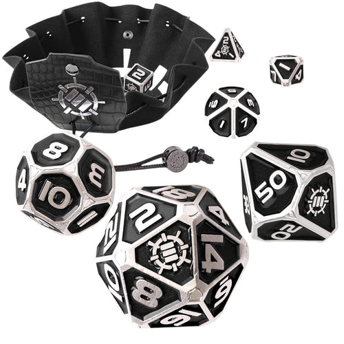 ENTTDM7520BKEW - Enhance Tabletop Collectors 7-teiliges Metall-RPG-Würfelset - Schwarz