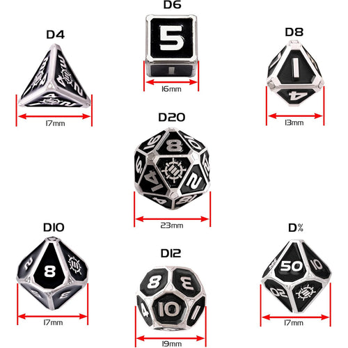 ENTTDM7520BKEW - Enhance Tabletop Collectors 7-teiliges Metall-RPG-Würfelset - Schwarz