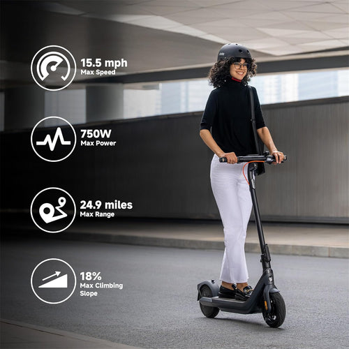 Segway E2 Pro Electric Scooter Top Speed up to 25km/h (30km/h Overclocked)