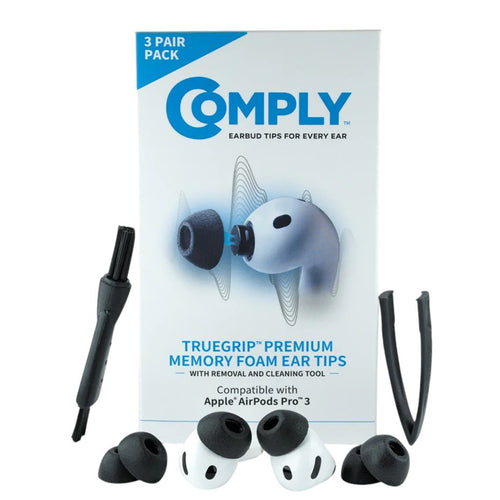 Comply (Medium) TrueGrip Memory Foam Tips for Apple AirPods Pro 3 - Black - Medium 3-pack (6x Medium size eartips) - compatible with AirPods Pro 3rd Generation