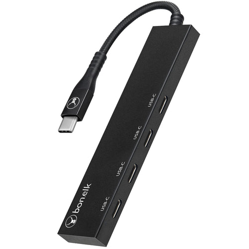 Bonelk Long-Life USB-C auf 4-Port USB-C 3.0 Slim Hub – Schwarz
